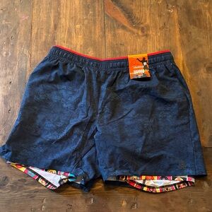Men's Chubbies Navy Blue Athletic Swim Shorts with Print Liner
